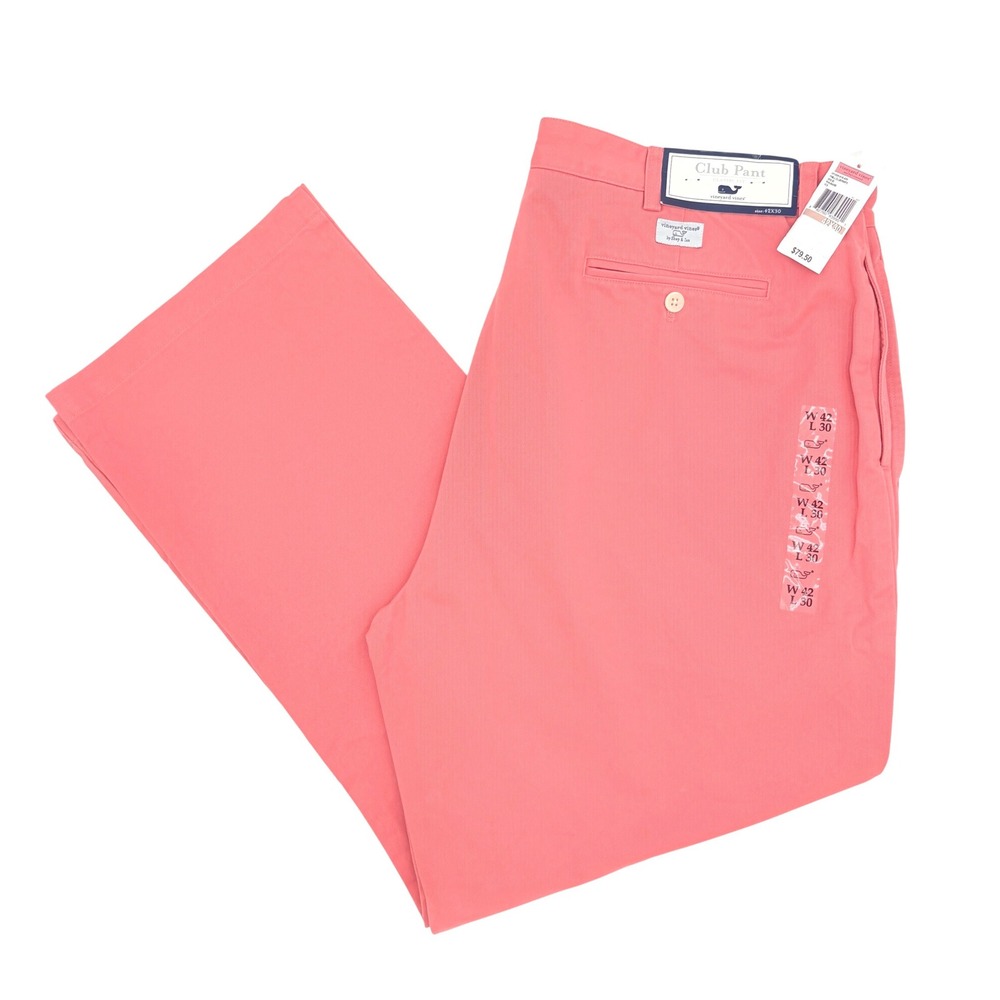 Vineyard Vines Mens Club Pant Rhubarb Pink Twill Cotton Chinos 42x30 NWT
